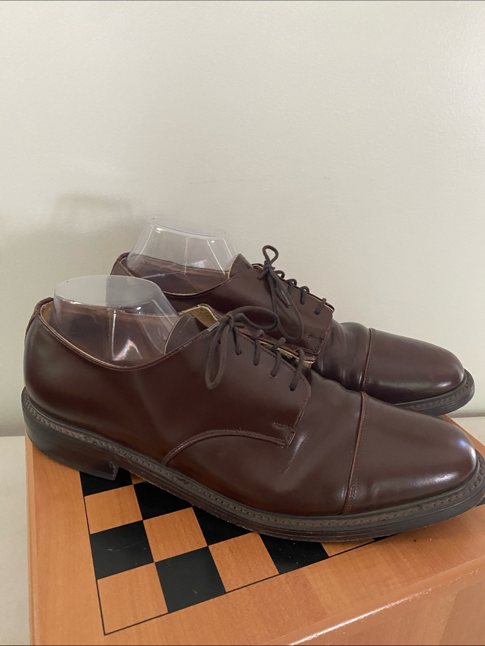 Mens J. Crew leather cap toe dress shoe size 12 5 eyelet lace up deep brown
